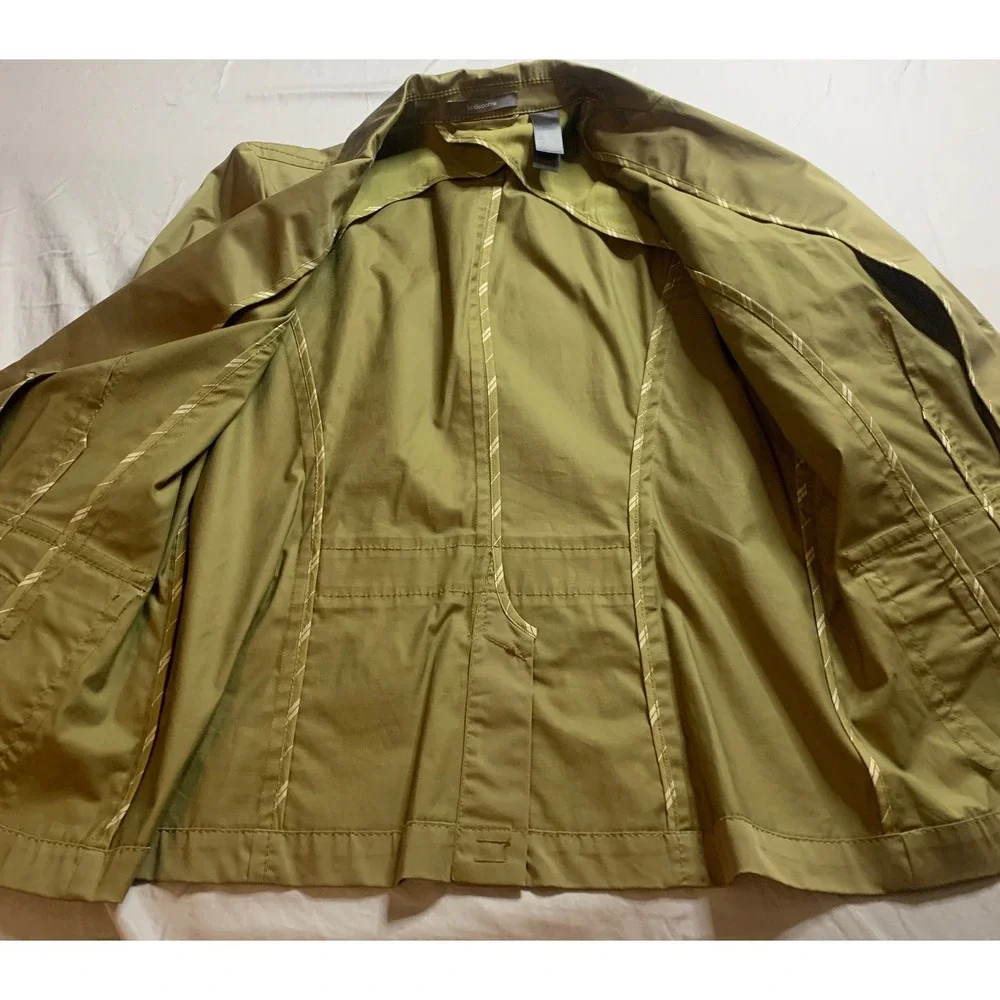 Liz Claiborne Womens Olive Green Cotton Stretch 2 Button 3/4 Sleeve Blazer 14 - Picture 5 of 7